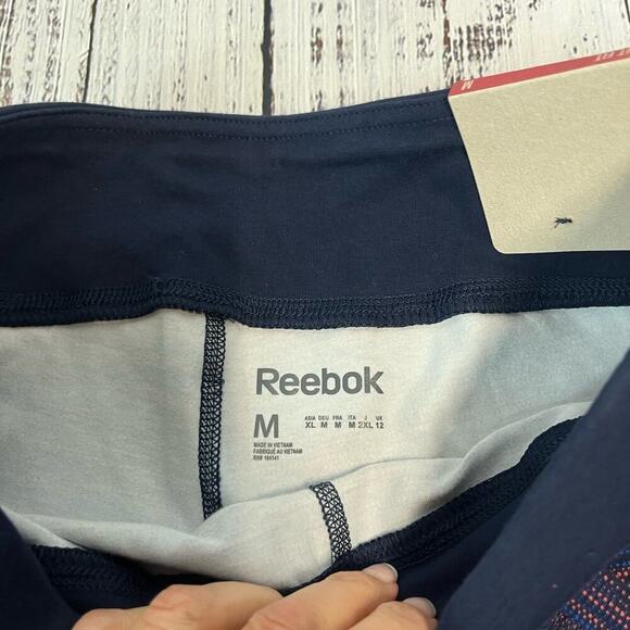 Reebok Stretch Cotton Tight Fit Yoga Fitness Pants Leggings sz Medium Blue Pink - Picture 5 of 6